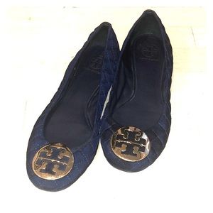 Tory Burch Navy Quilted Flats